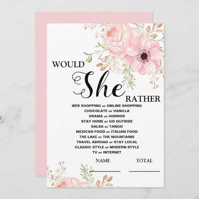Convite Será Que Ela Tinham Um Jogo De Brida Floral? (Frente/Verso)