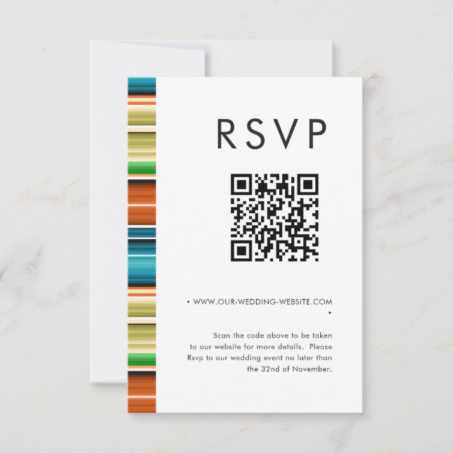 Convite Serape Summer Stripes Casamento Código QR RSVP (Frente)