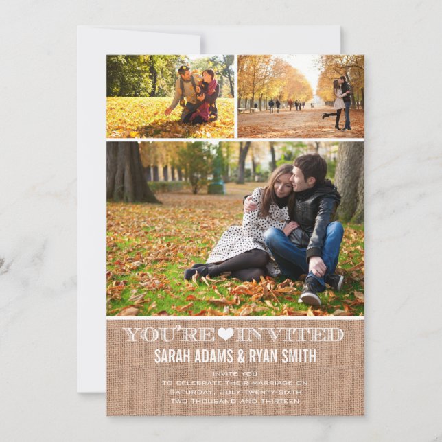 Convite Serapilheira bonito do coração que Wedding o (Frente)