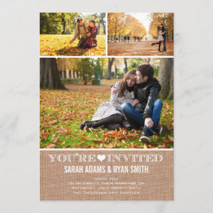 Convite Serapilheira bonito do coração que Wedding o