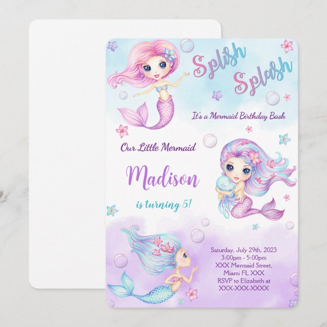 Convite Sereia (Frente/Verso)