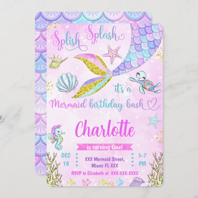 Convite Sereia (Frente/Verso)