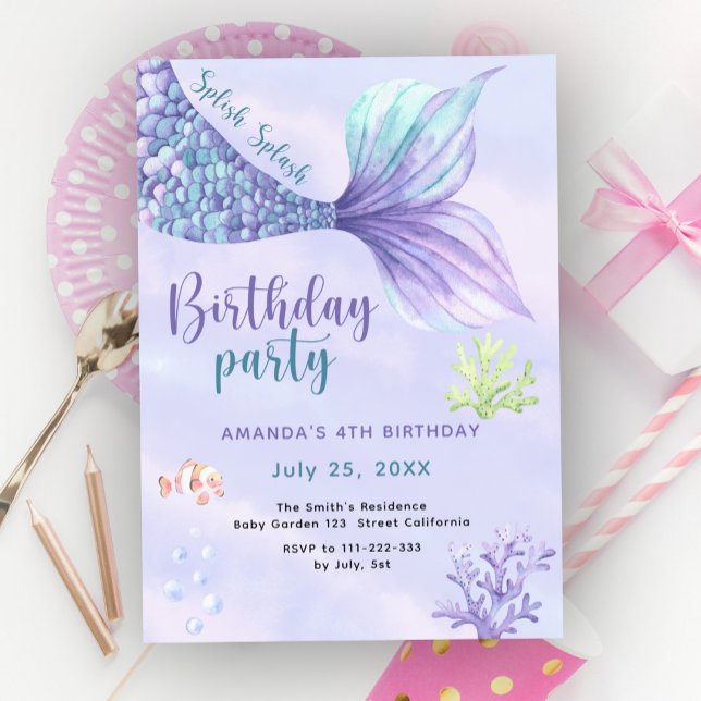 Convite Sereia 4ª Festa De Aniversário Sob A Sereia Do Mar (Criador carregado)