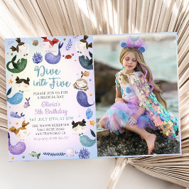 Convite Sereia 5 Birthday Dive Para Foto De Cinco Festas