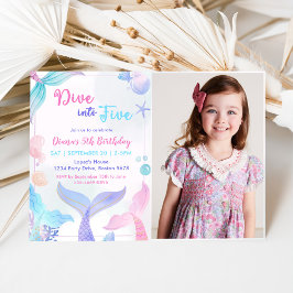 Convite Sereia 5 Birthday Dive Para Foto De Cinco Festas