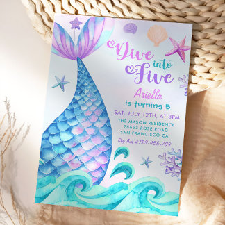 Convite Sereia 5 De Aniversário A Cinco Festas