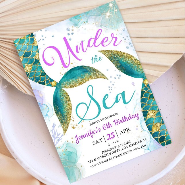 Convite Sereia 6 Aniversário Convide Literatura Sob O Mar (Criador carregado)