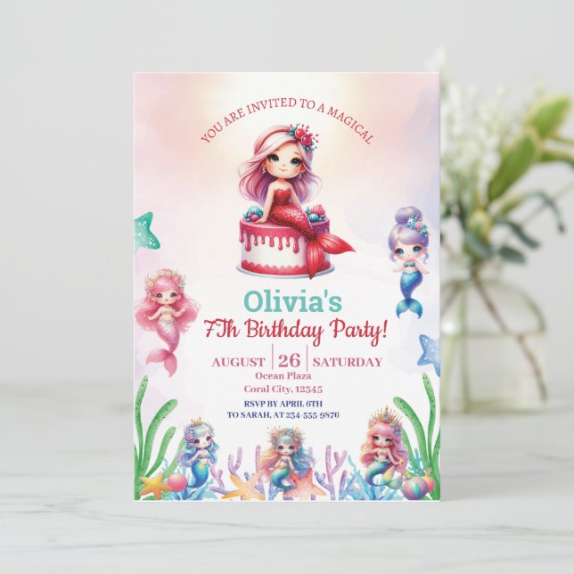 Convite Sereia, 7 Mágica (Em pé/Frente)