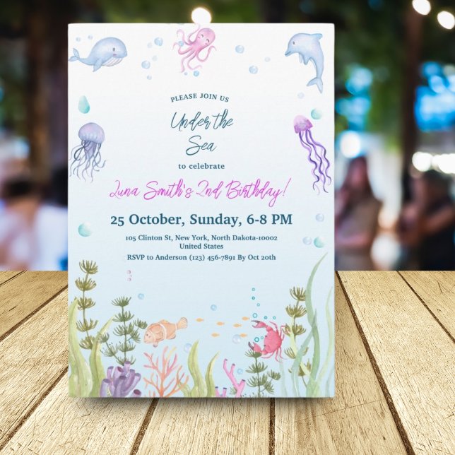 Convite Sereia Aniversário Crianças Coloridas Do Oceano Fe (Criador carregado)