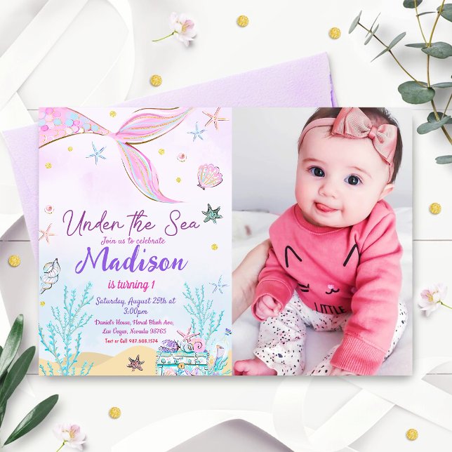 Convite Sereia Aniversário No Mar (Criador carregado)