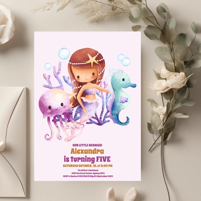 Convite Sereia Aniversário Sob Festa Do Mar (Criador carregado)