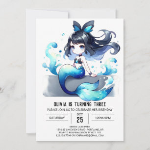 Convite Sereia Branca Encantada Aniversário
