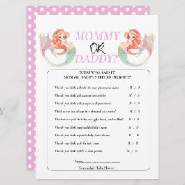 Convite Sereia chá de fraldas debaixo do mar. Mamãe ou Pai