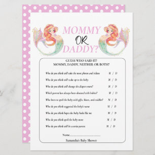 Convite Sereia chá de fraldas debaixo do mar. Mamãe ou Pai