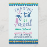 Sereia Chá de panela Convidar Mar Glitter Dourado