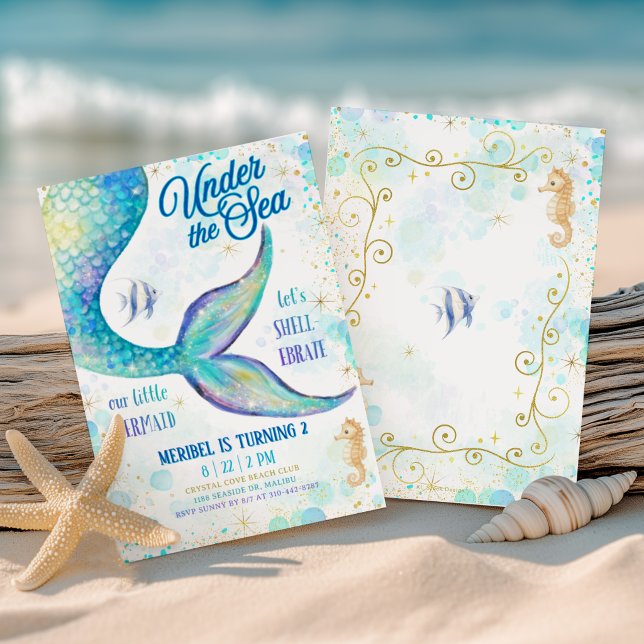 Convite Sereia debaixo do Mar Aniversário (Criador carregado)