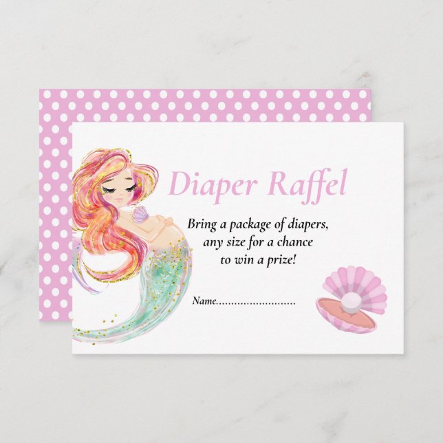 Convite Sereia Diape Raffel Chá de fraldas sob o mar (Frente/Verso)