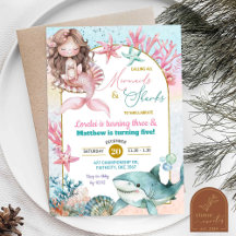 Sereia do Mar Rosa e Menina de Aniversário Conjunt