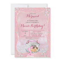 Sereia Dormindo Menina Rosa Pearls Clam Shell