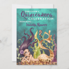 Convite Sereia e Cavalo do Mar sob o Mar Quinceañera