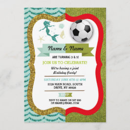 Convite Sereia e Futebol Garota Aniversário