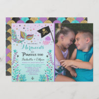 Sereia e Garota Irmã Pirata de Aniversário Convida