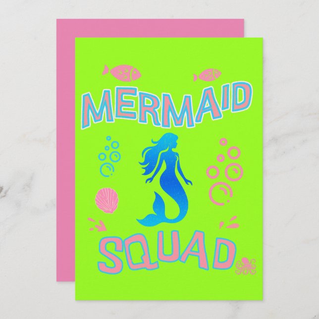 Convite Sereia, Festa de aniversário, Festa de Meninas, Me (Frente/Verso)