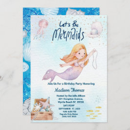 Convite Sereia Lumineira Sob Festa de aniversário Marítima