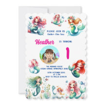 Sereia Mágica Fofa No Querido Mar 1º Aniversário