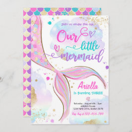 Convite Sereia Mágica Sob A Festa de aniversário Do Mar