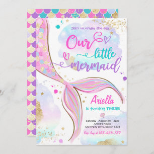 Convite Sereia Mágica Sob A Festa de aniversário Do Mar