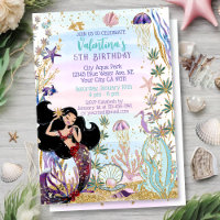 Sereia Mágica Sob O Aniversário da Glitter Marinha