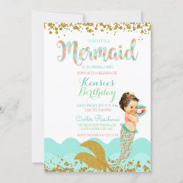 Convite Sereia Menina Bebê Coral Rosa Dourado