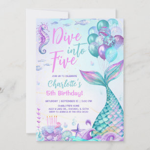 Convite Sereia Mergulhe nos Cinco Aniversário