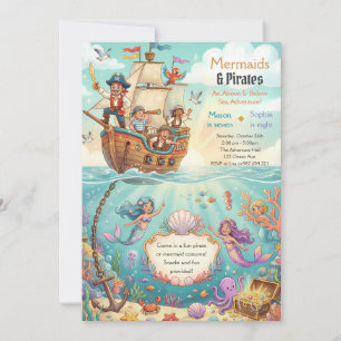 Convite Sereia Pirata Debaixo do Mar Aniversário de 8 anos
