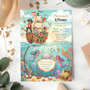 Convite Sereia Pirata Debaixo do Mar Aniversário de 8 anos