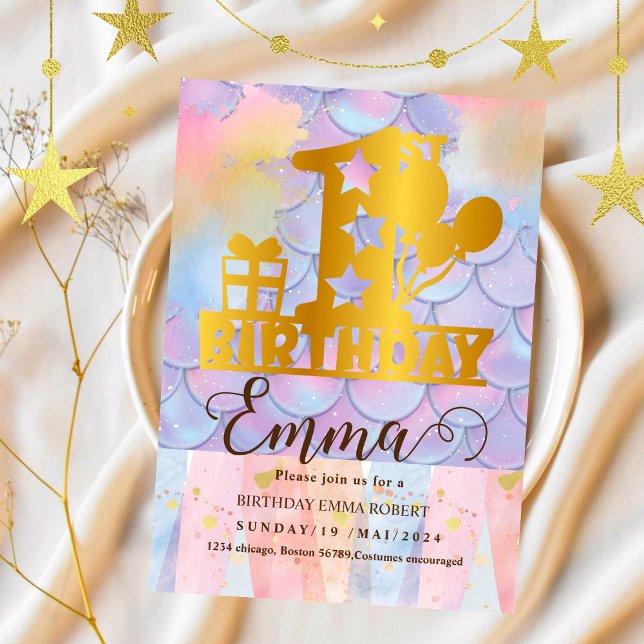 Convite Sereia, Piscina, Sereia Rosa, um aniversário (Criador carregado)