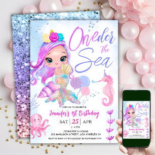 Convite Sereia primeiro aniversario ONEder the Sea Sereid