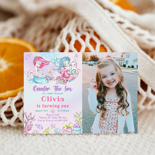 Convite Sereia primeiro aniversario Party ONEder The Sea P