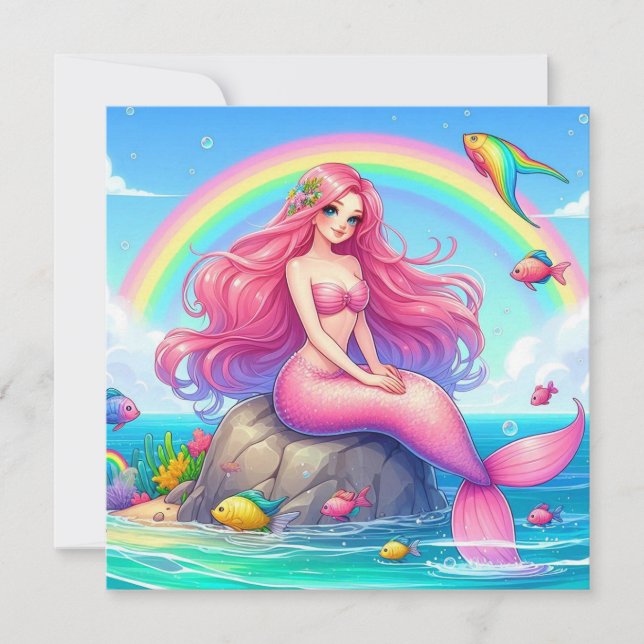 Convite Sereia Rosa (Frente)