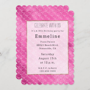 Convite Sereia Rosa bonito