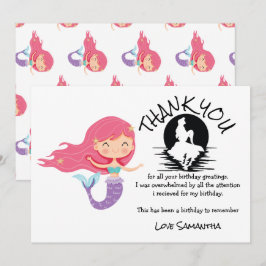 Convite Sereia Rosa Festa de aniversário Púrpura Obrigado