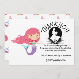 Convite Sereia Rosa Festa de aniversário Púrpura Obrigado