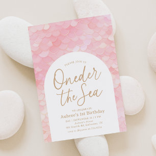 Convite Sereia Rosa que Abre o Partido do primeiro anivers