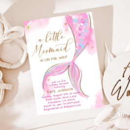 Convite Sereia Rosa Sob O Chá de fraldas Da Garota Do Ocea