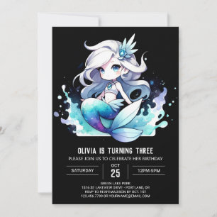 Convite Sereia Simples Whimsical Birthday