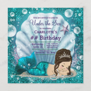 Convite Sereia sob a Festa de aniversario de meninas do ma