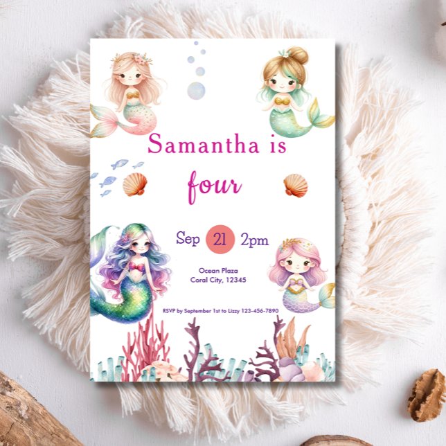 Convite Sereia Sob A Festa de aniversário Do Mar (Criador carregado)
