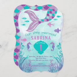 Convite Sereia, Sob O Mar, Glitter, Cauda, Garota