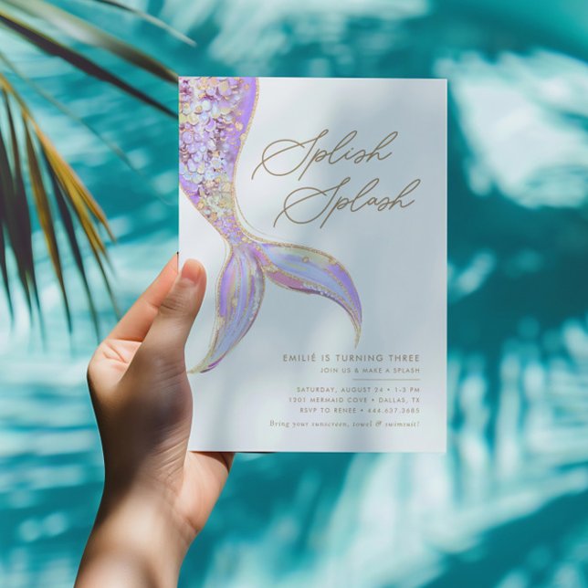 Convite Sereia Sob O Mar Meninas Festa de aniversário Roxo (Criador carregado)